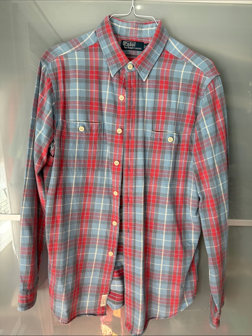 Polo by Ralph Lauren Red and Light Blue Plaid Button-Down Shirt